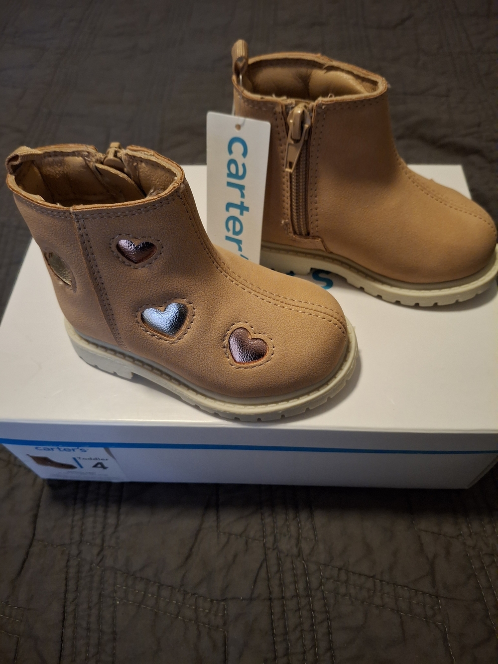 Carter's Girls' Tan Heart Accent Ankle Boots